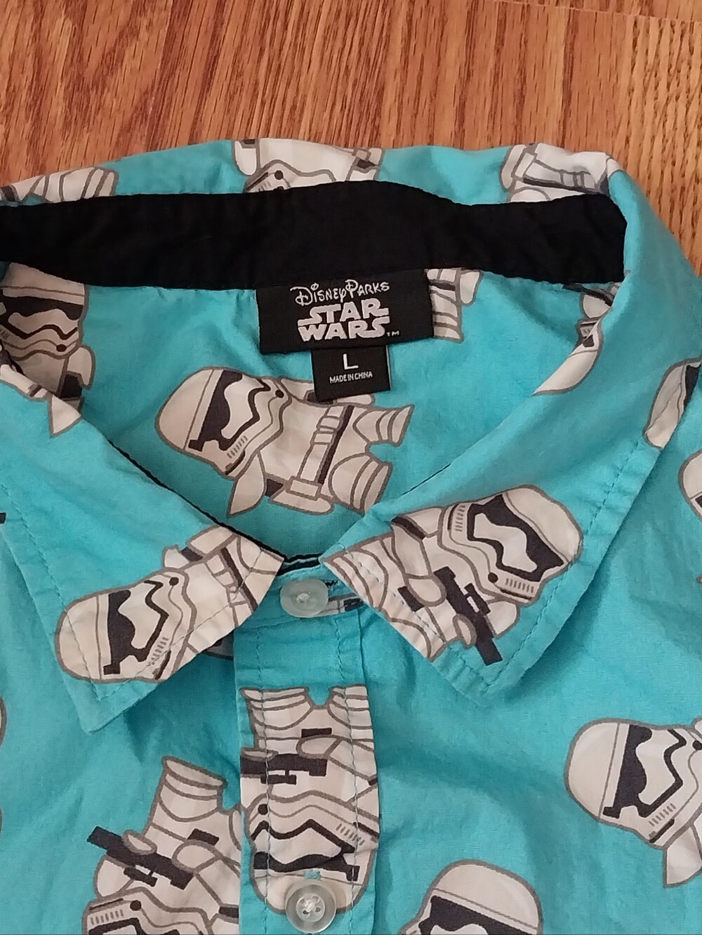 Disney Parks Star Wars Storm Trooper Shirt Men Size Large Blue Teal Shirt